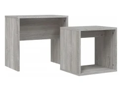 Mesas de centro apilables 2 piezas madera ingeniería gris Sonoma