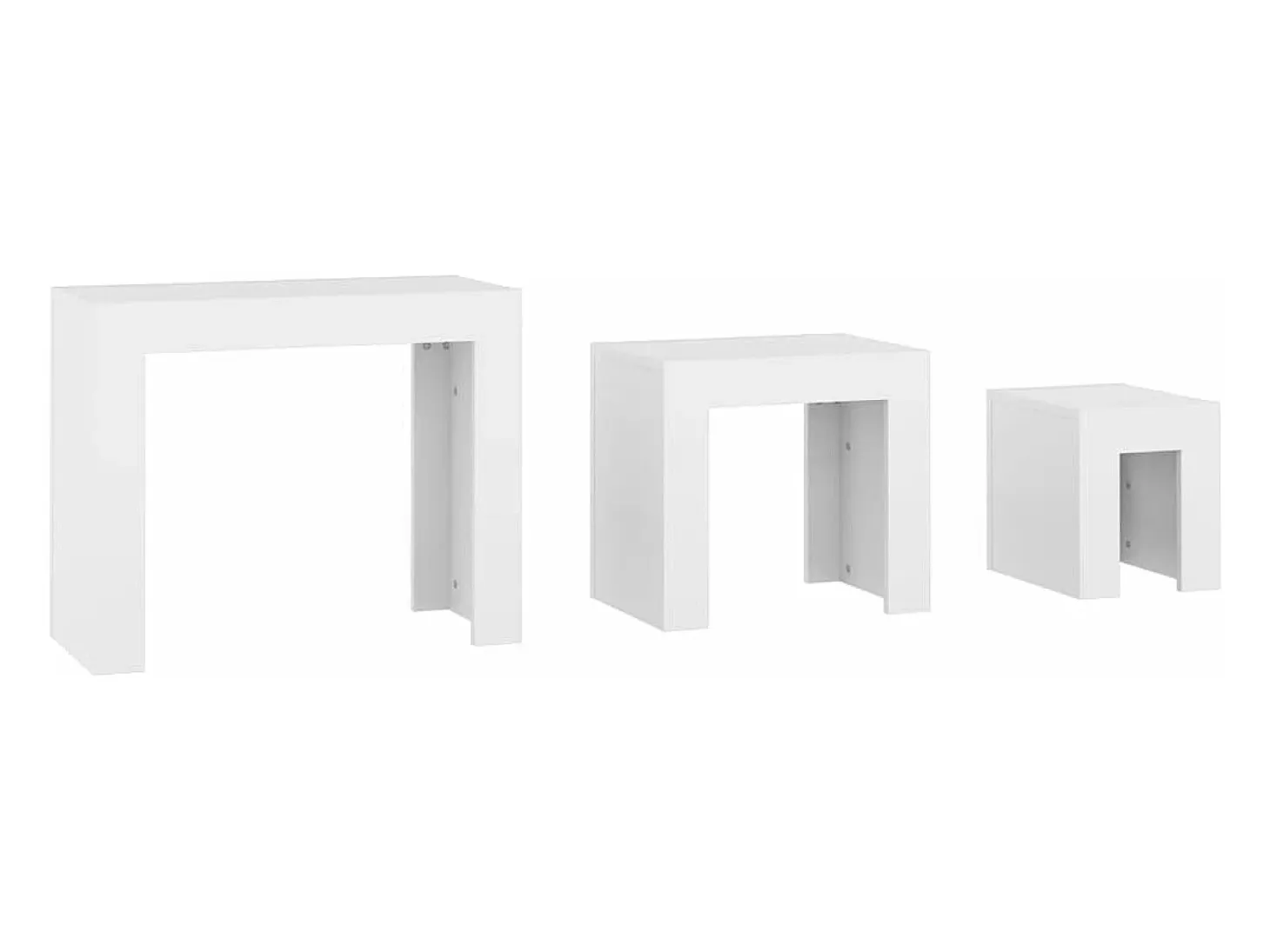 Mesas de centro apilables 3 piezas madera contrachapada blanco