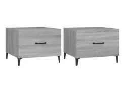 Mesas de centro con patas metal 2 uds gris sonoma 50x50x40 cm ES18671