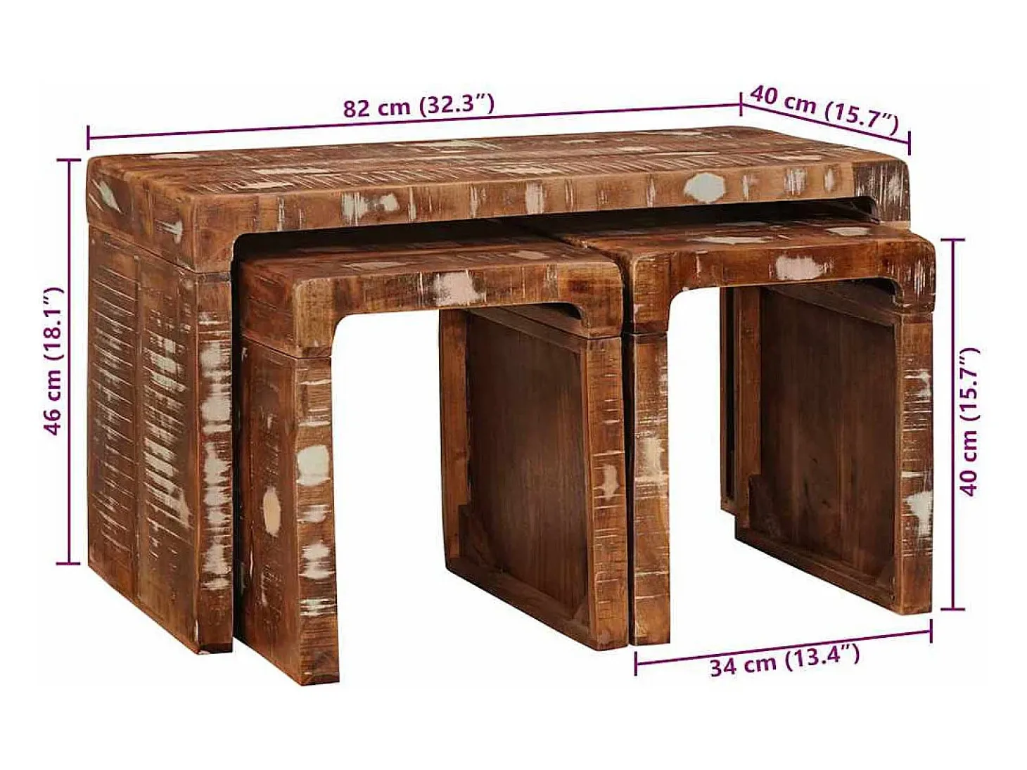 Mesas Nido madera maciza reciclada