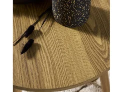 Mesas nido vintage redondas con efecto madera, set de 2 efecto fresno