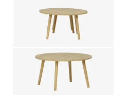 Mesas nido vintage redondas con efecto madera, set de 2 efecto fresno