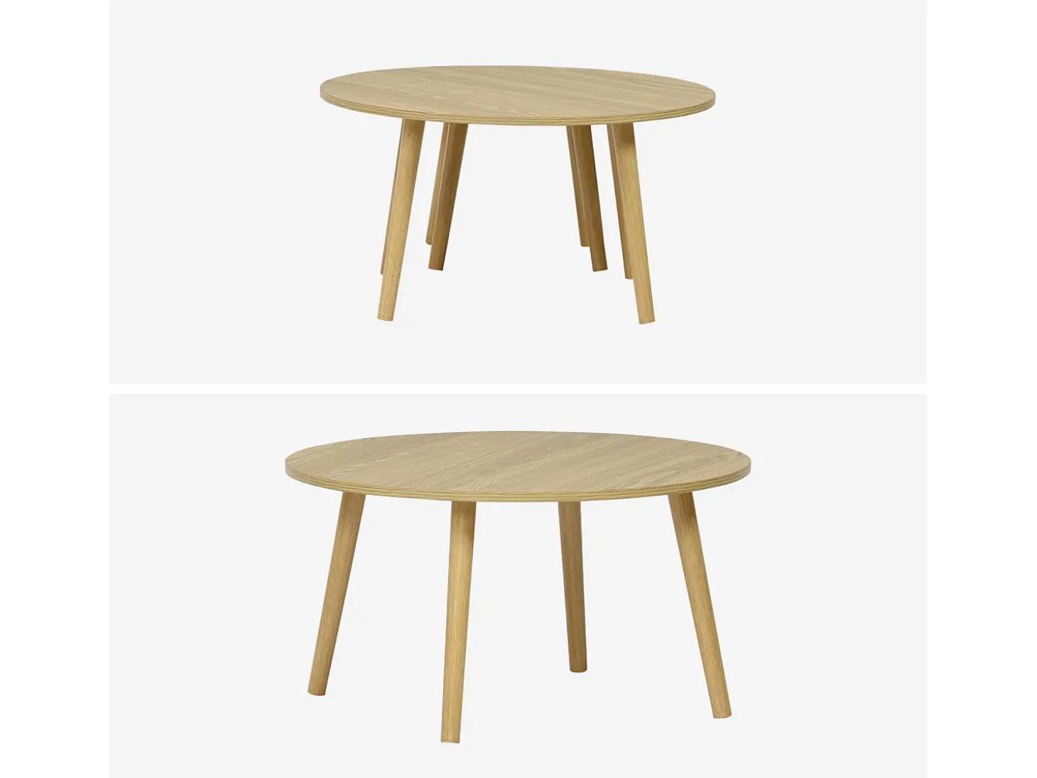 Mesas nido vintage redondas con efecto madera, set de 2 efecto fresno