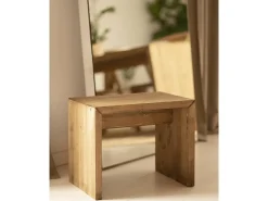 Mesita / Taburete de madera maciza en tono roble oscuro de 45x50cm - TELVA - DECOWOOD