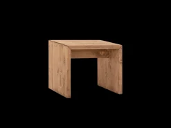 Mesita / Taburete de madera maciza en tono nogal de 45x50cm - TELVA - DECOWOOD