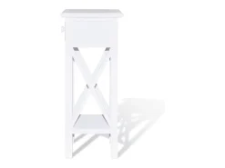 Mesita auxiliar con cajón blanca
