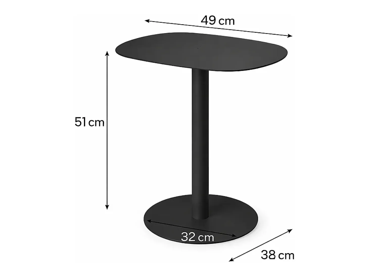 Mesita Auxiliar Salón, Metálica, Diseño Escandinavo, Funcional – Negro - 51*49*38 cm – SKANDY