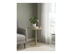 Mesita Auxiliar Salón, Metálica, Diseño Escandinavo, Funcional – color Arena - 51*49*38 cm – SKANDY