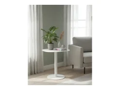 Mesita Auxiliar Salón, Metálica, Diseño Escandinavo, Funcional – Blanco - 51*49*38 cm – SKANDY