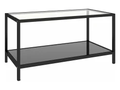 Mesita de centro 2 piezas vidrio templado negro