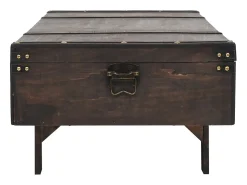 Mesita de centro de madera maciza estilo vintage 120x55x35 cm