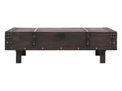 Mesita de centro de madera maciza estilo vintage 120x55x35 cm
