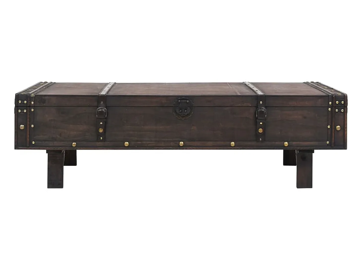 Mesita de centro de madera maciza estilo vintage 120x55x35 cm