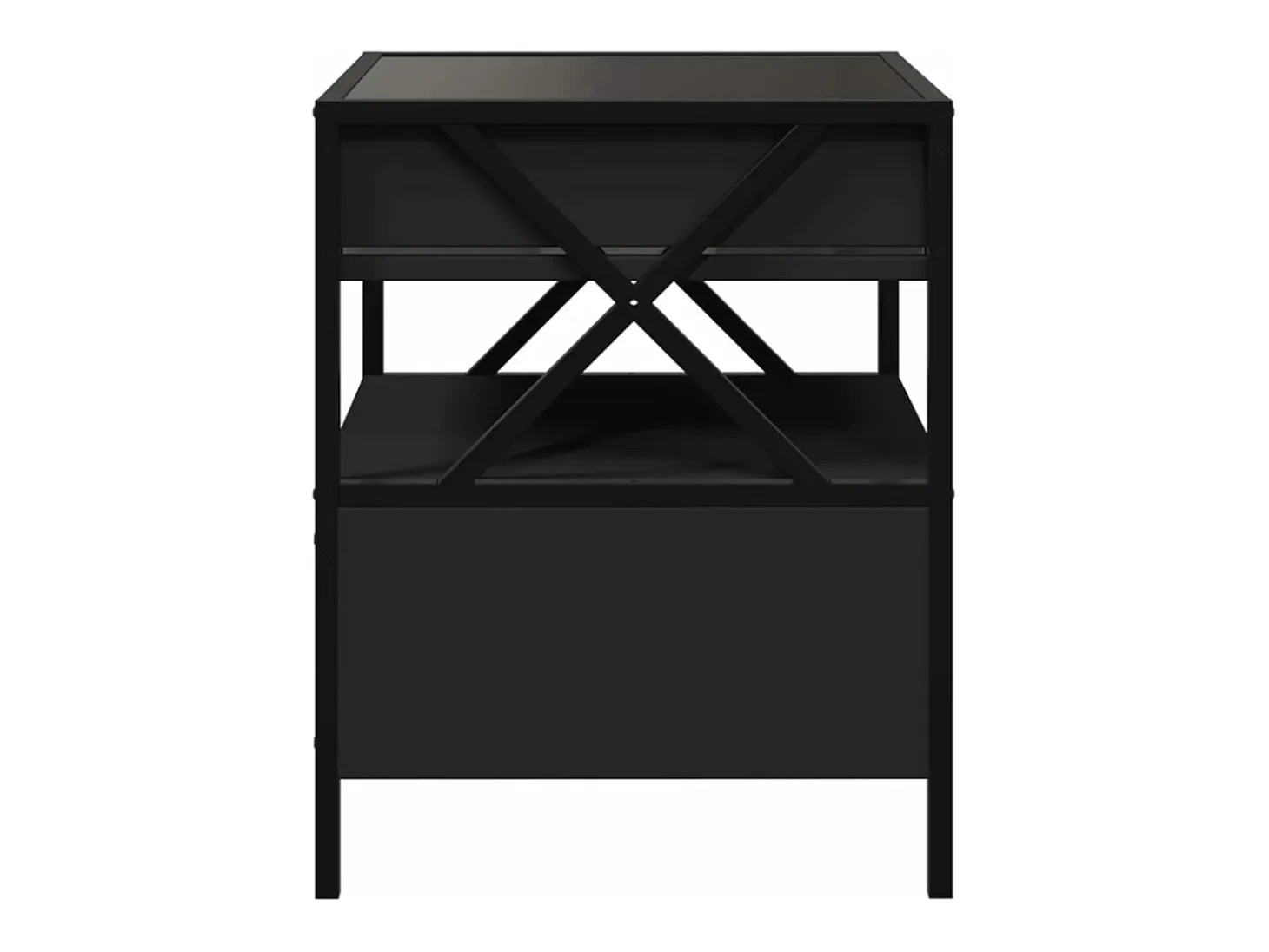 Mesita de noche con Infinity LED negra 40x40x51 cm