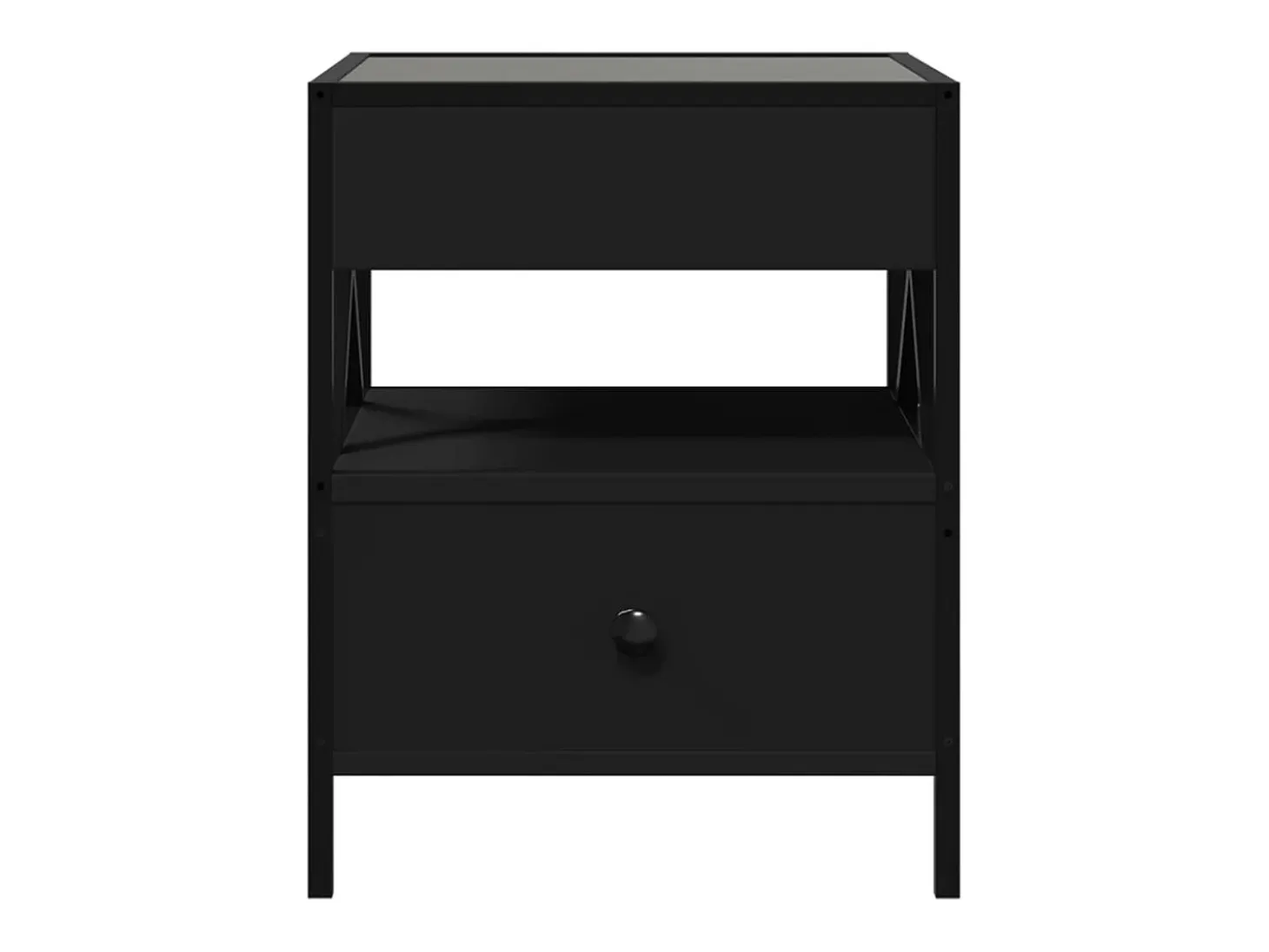 Mesita de noche con Infinity LED negra 40x40x51 cm