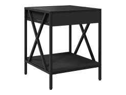 Mesita de noche con Infinity LED negra 40x40x49 cm