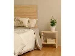 Mesita de noche de madera maciza en tono natural de 40x20cm - MELLER - DECOWOOD