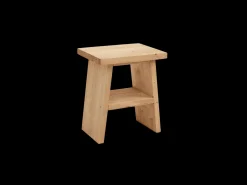 Mesita de noche o auxiliar madera maciza en tono roble oscuro de 45x39cm - FRIDA - DECOWOOD