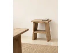Mesita de noche o auxiliar madera maciza en tono roble oscuro de 45x39cm - FRIDA - DECOWOOD
