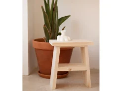 Mesita de noche o auxiliar madera maciza en tono natural de 45x39cm - FRIDA - DECOWOOD