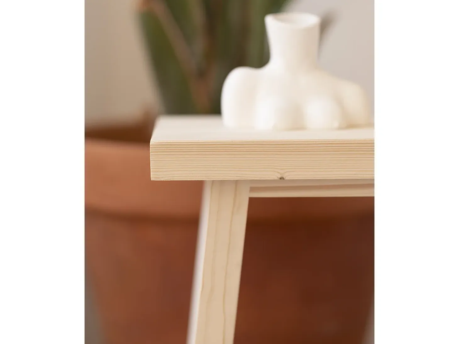 Mesita de noche o auxiliar madera maciza en tono natural de 45x39cm - FRIDA - DECOWOOD