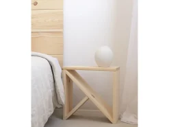 Mesita de noche o auxiliar de madera maciza en tono natural de 50x50cm - STOKE - DECOWOOD