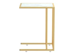 Mesita ordenador vidrio transparente blanco mármol 50x35x65cm
