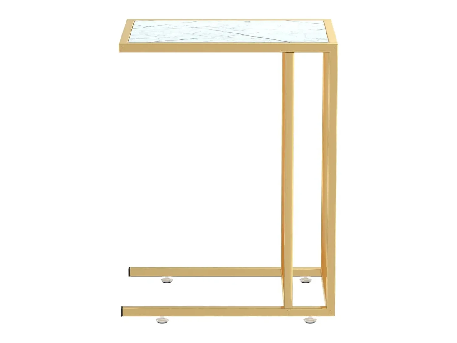 Mesita ordenador vidrio transparente blanco mármol 50x35x65cm