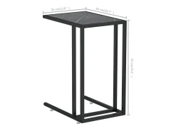 Mesita ordenador vidrio transparente negro mármol 50x35x65cm