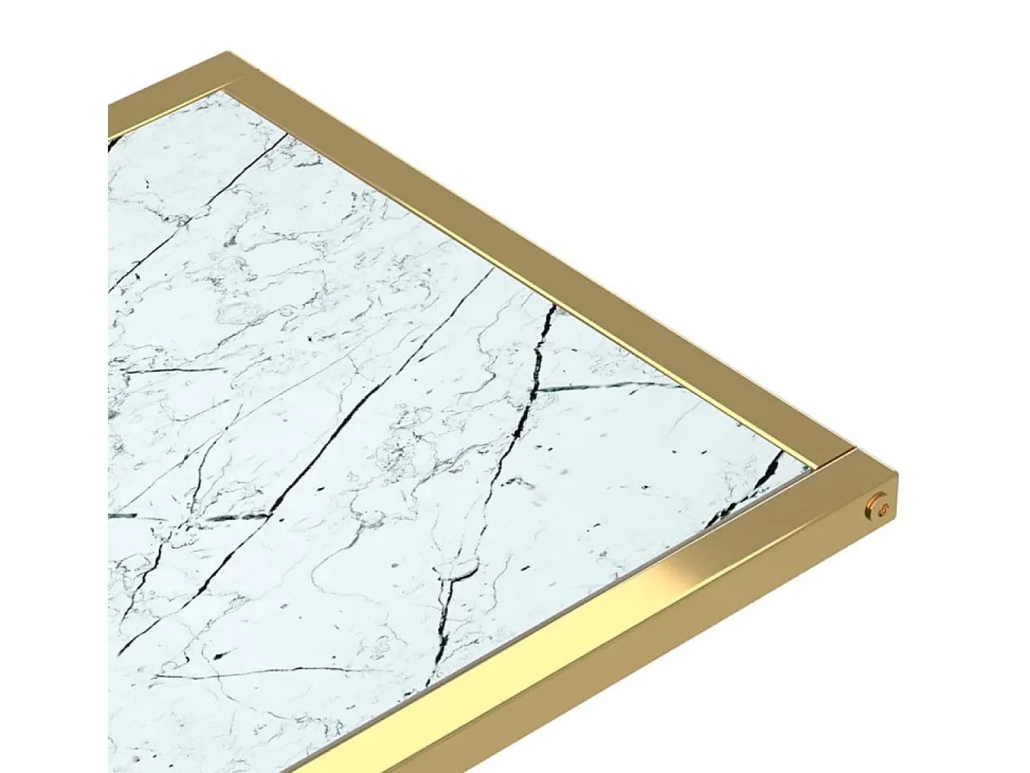 Mesita ordenador vidrio transparente blanco mármol 50x35x65cm ES249419