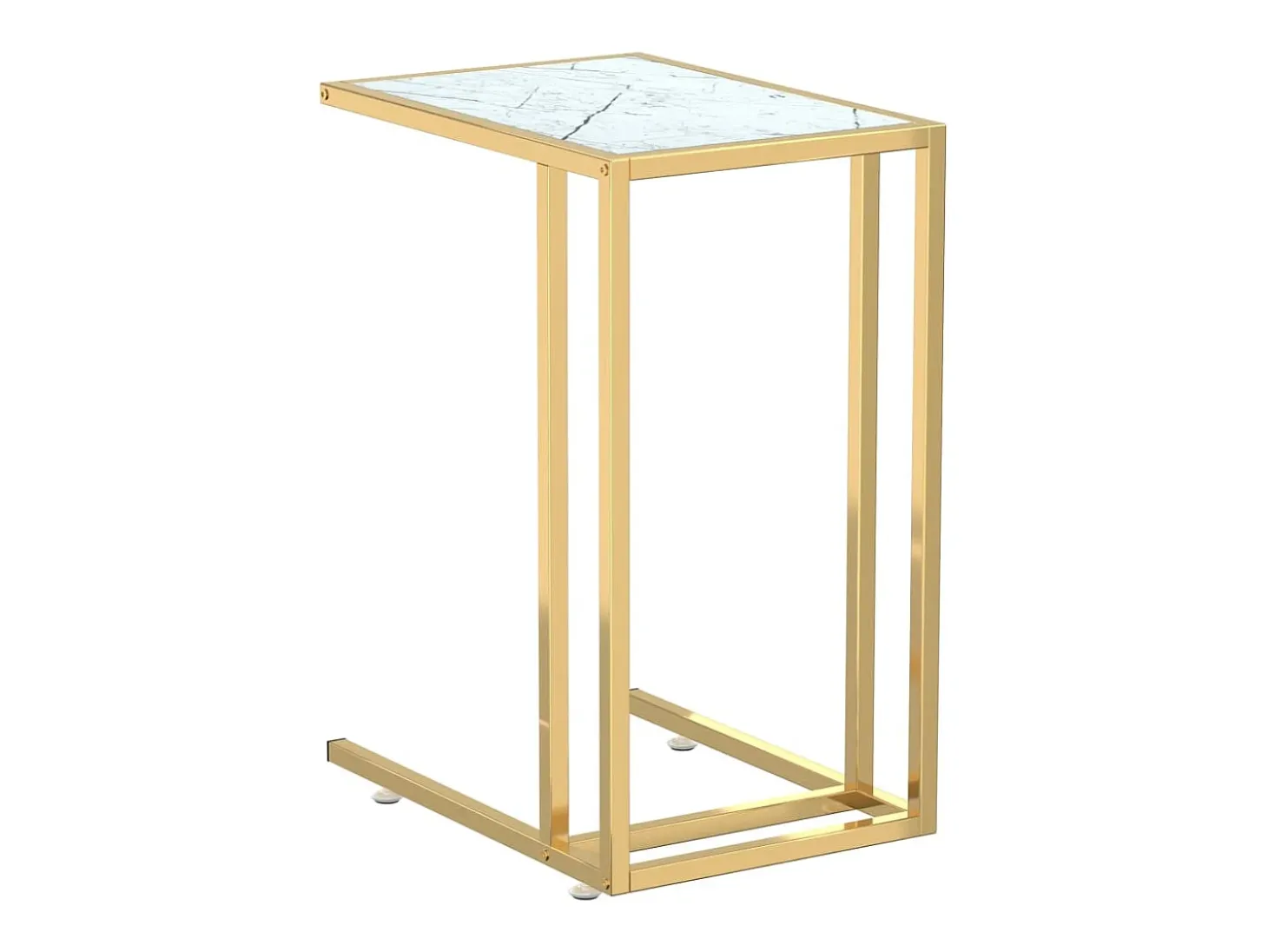 Mesita ordenador vidrio transparente blanco mármol 50x35x65cm ES249419