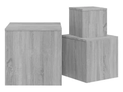 Mesitas auxiliares 3 piezas madera contrachapada gris Sonoma