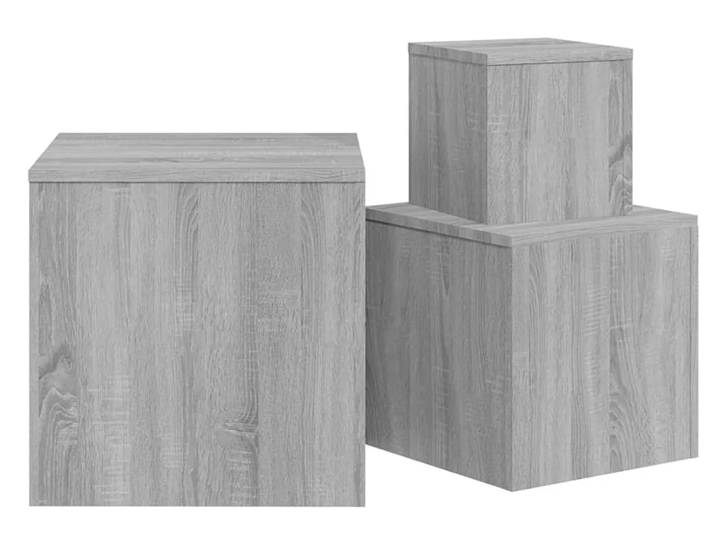 Mesitas auxiliares 3 piezas madera contrachapada gris Sonoma
