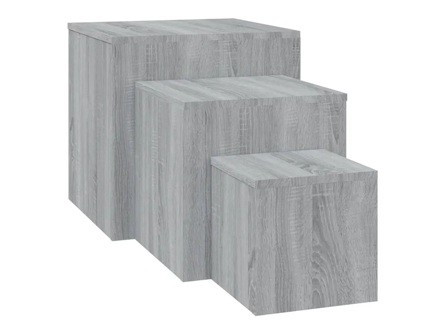 Mesitas auxiliares 3 piezas madera contrachapada gris Sonoma