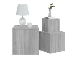 Mesitas auxiliares 3 piezas madera contrachapada gris Sonoma