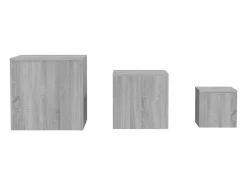 Mesitas auxiliares 3 piezas madera contrachapada gris Sonoma