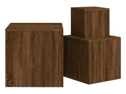 Mesitas auxiliares 3 piezas madera contrachapada marrón roble