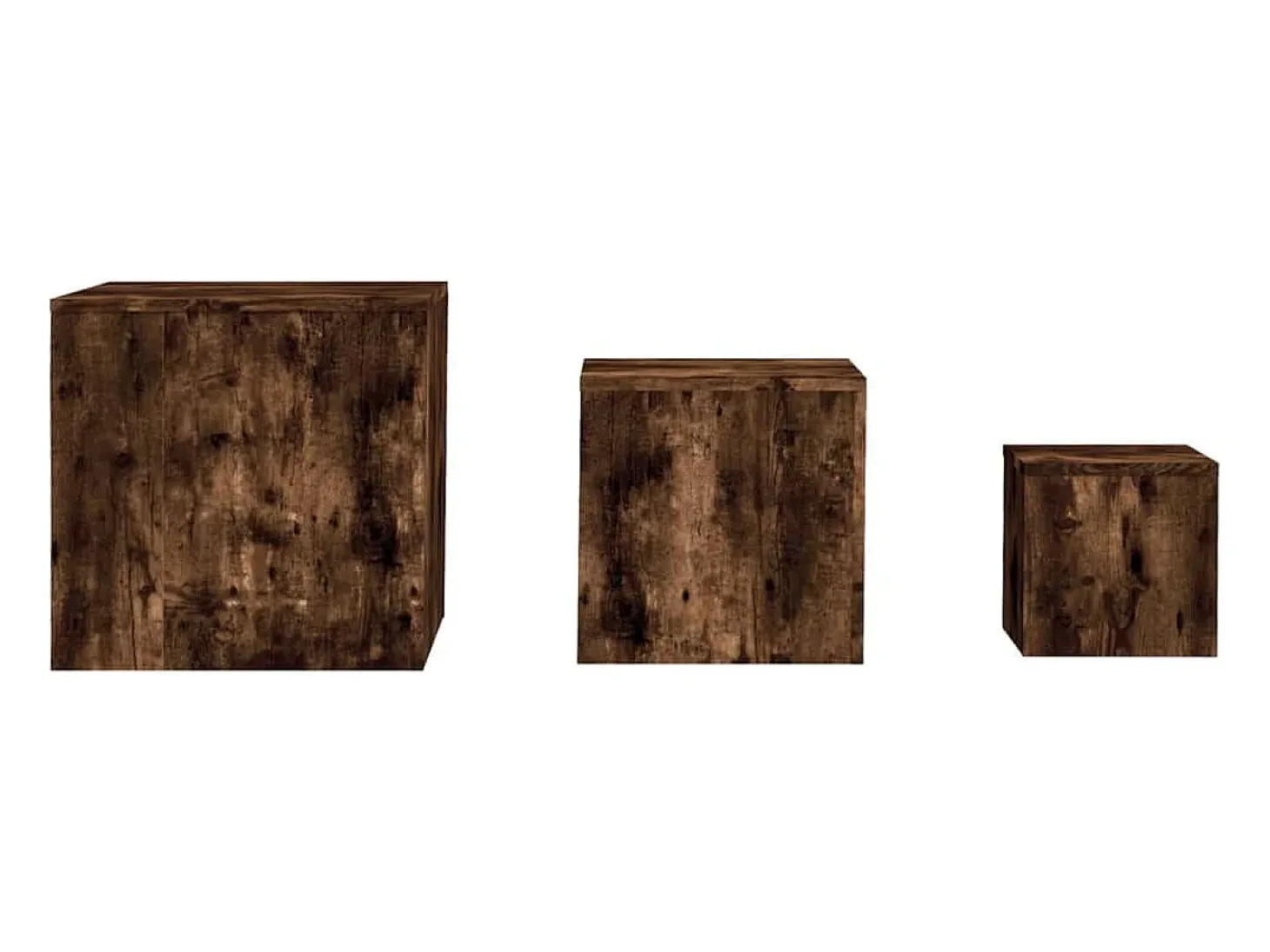 Mesitas auxiliares 3 piezas madera contrachapada roble ahumado