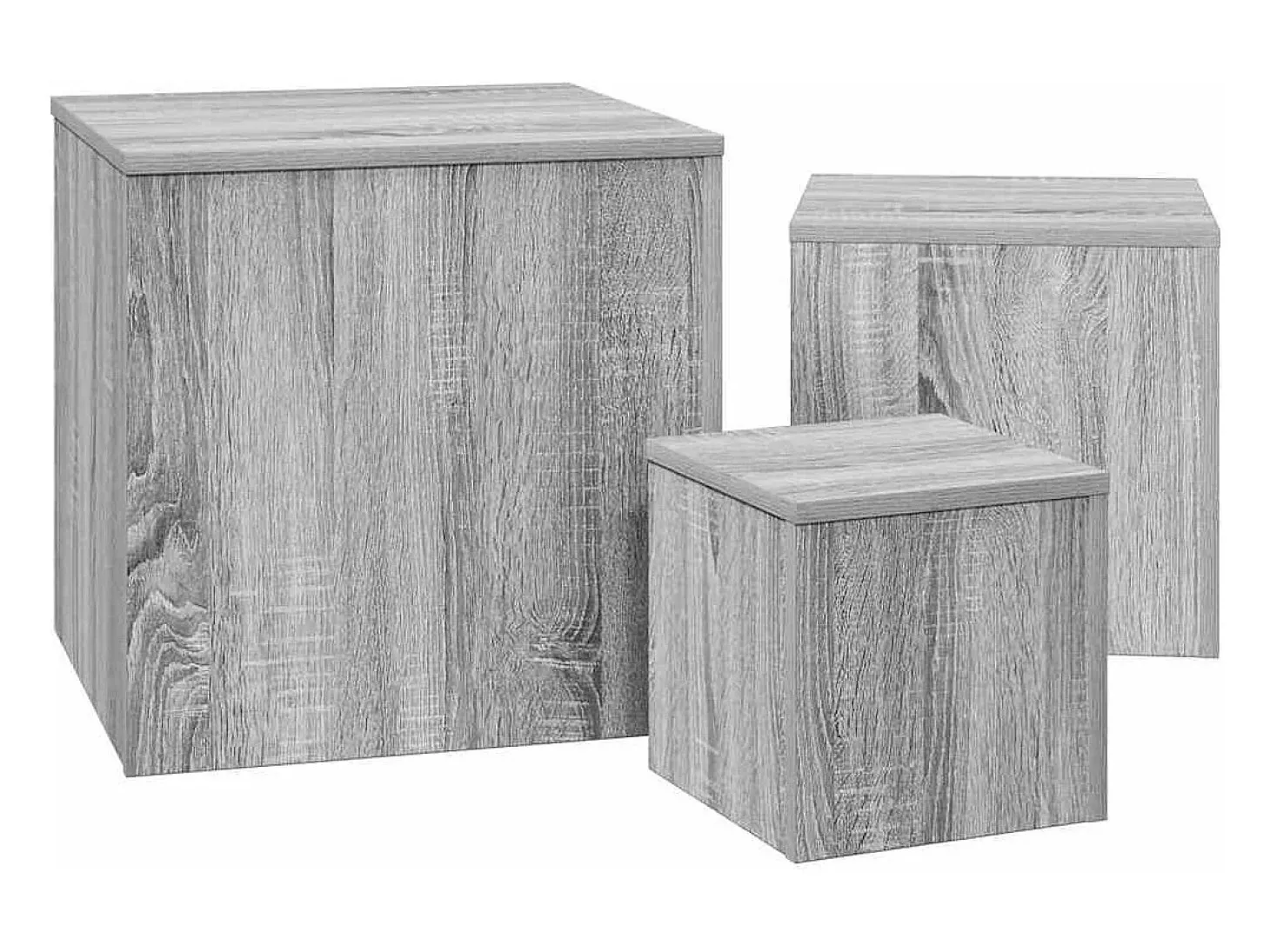 Mesitas auxiliares 3 piezas madera contrachapada gris Sonoma