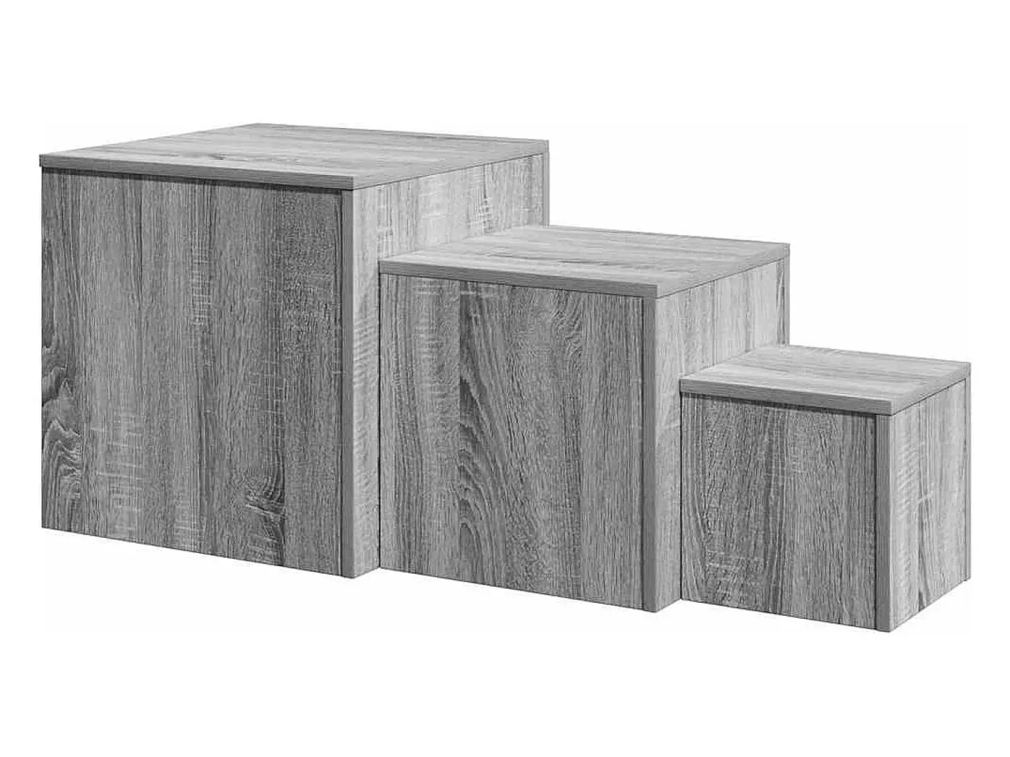 Mesitas auxiliares 3 piezas madera contrachapada gris Sonoma