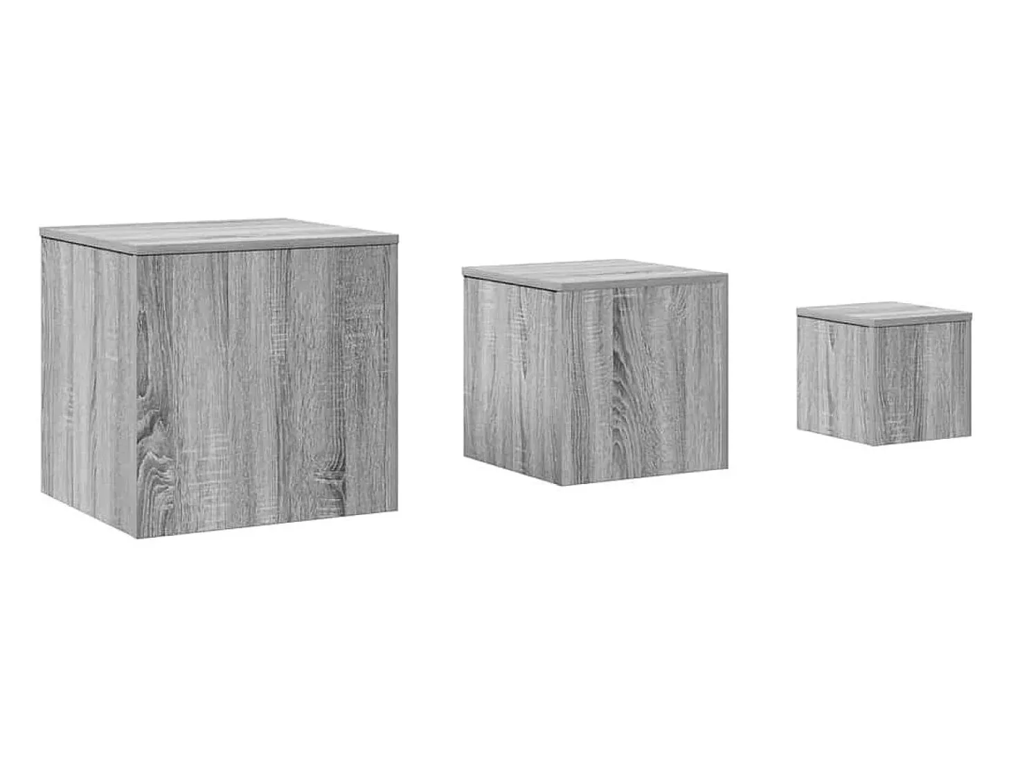 Mesitas auxiliares 3 piezas madera contrachapada gris Sonoma