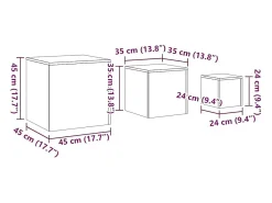 Mesitas auxiliares 3 piezas madera contrachapada roble ahumado