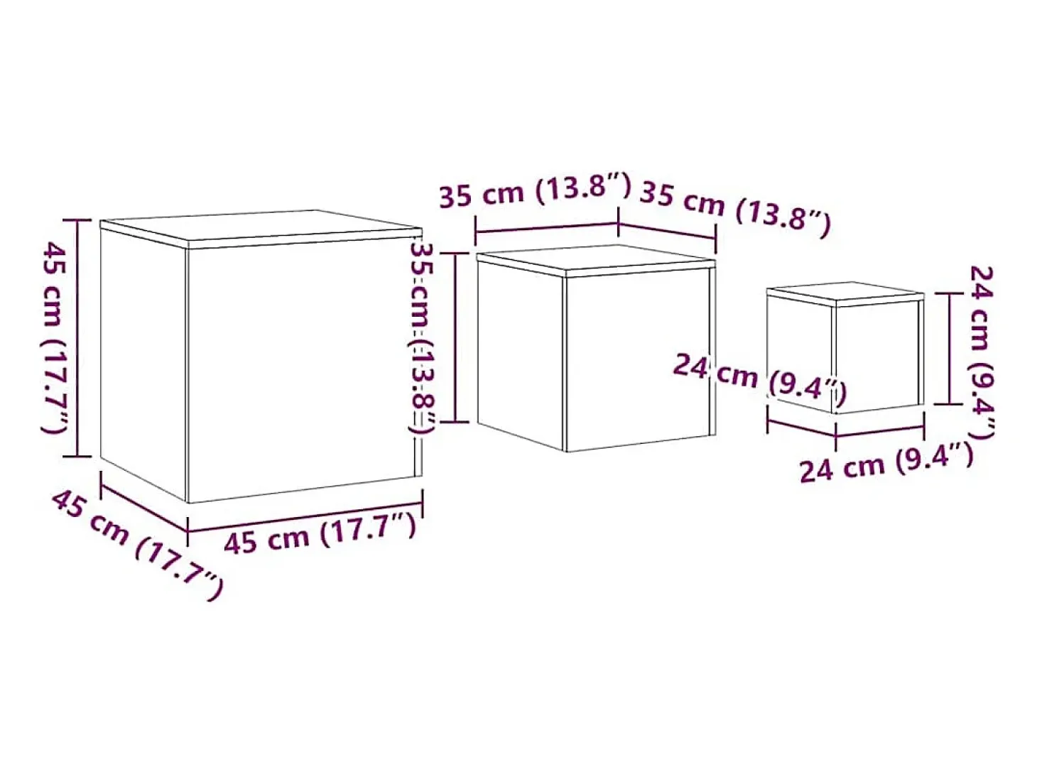 Mesitas auxiliares 3 piezas madera contrachapada roble ahumado