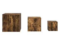 Mesitas auxiliares 3 piezas madera contrachapada roble ahumado