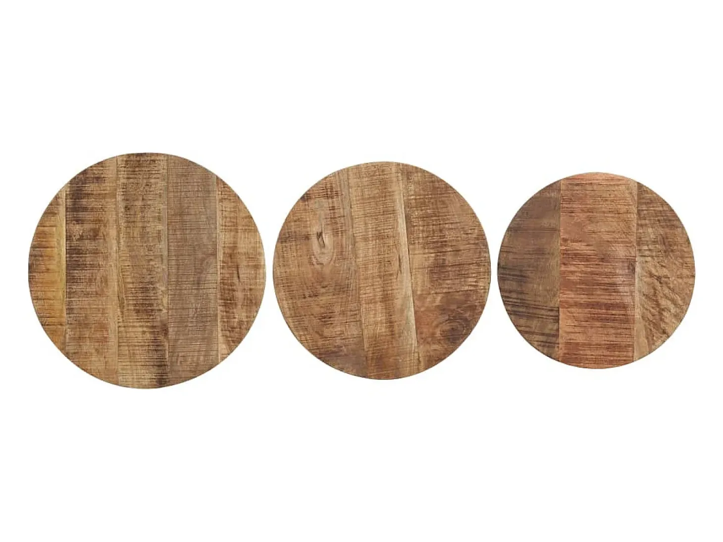 Mesitas auxiliares 3 Piezas madera de mango rugosa