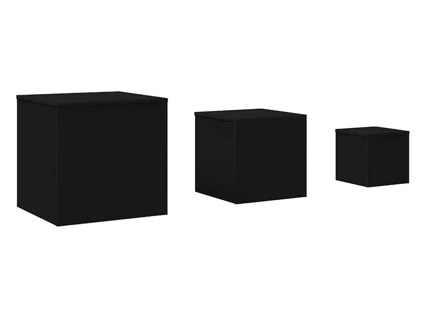 Mesitas auxiliares 3 uds madera contrachapada negro