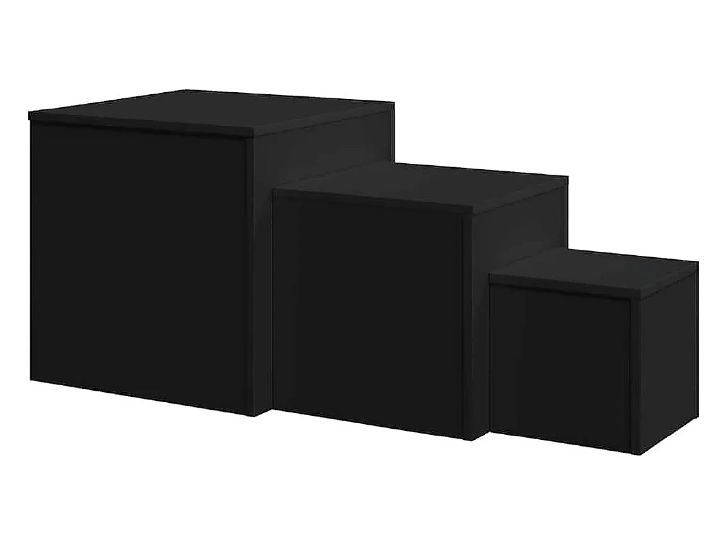 Mesitas auxiliares 3 uds madera contrachapada negro