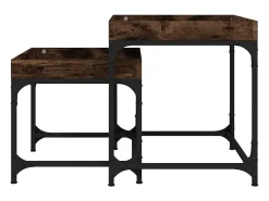 Mesitas auxiliares 3 uds madera contrachapada roble ahumado