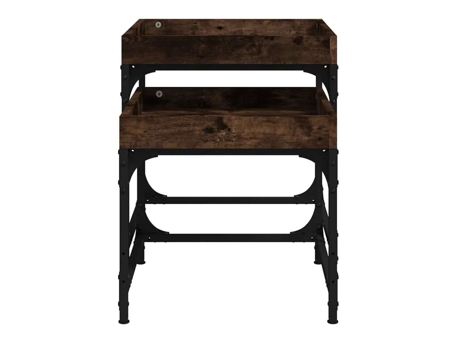 Mesitas auxiliares 3 uds madera contrachapada roble ahumado