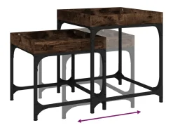 Mesitas auxiliares 3 uds madera contrachapada roble ahumado